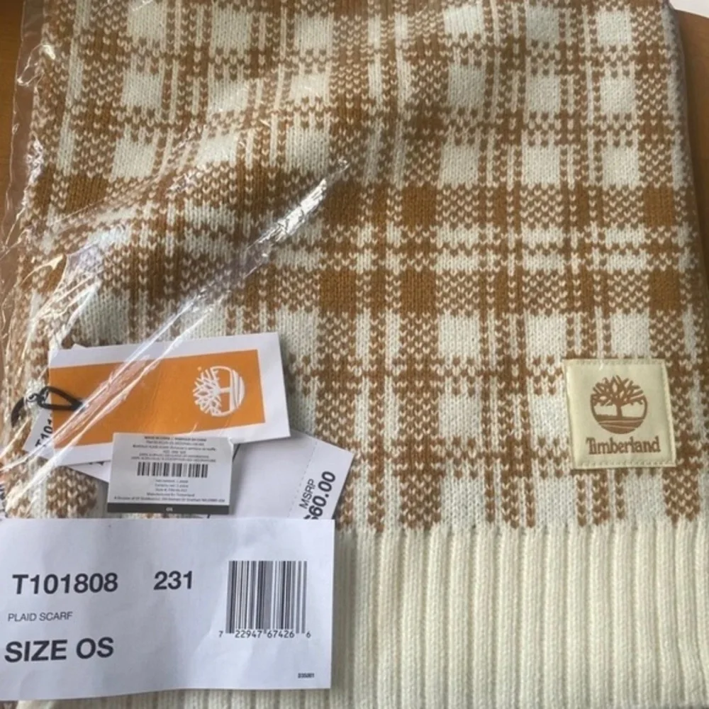 Timberland Scarf Buffalo Plaid Beige NWT Fall Cozy‎ Soft